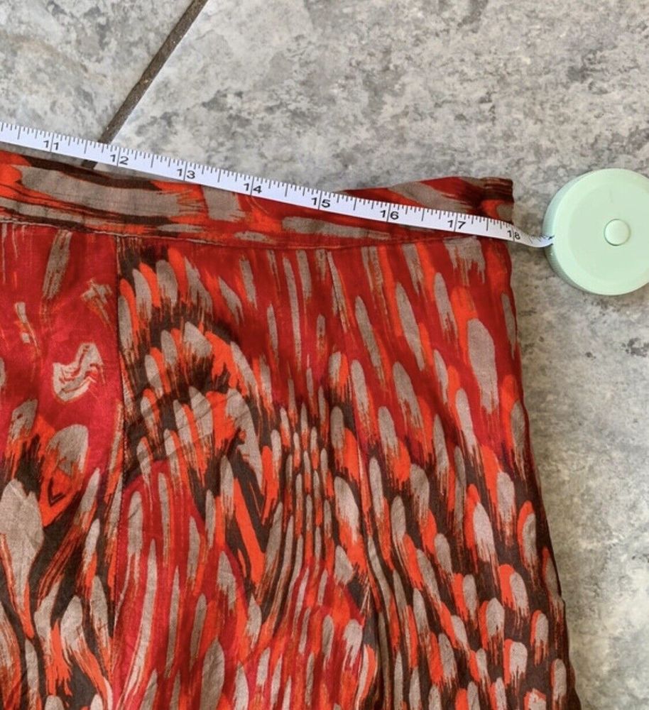 Per Una Autumnal Red Brown Orange Pattern Skirt Size 16 W36 - Picture 4 of 5